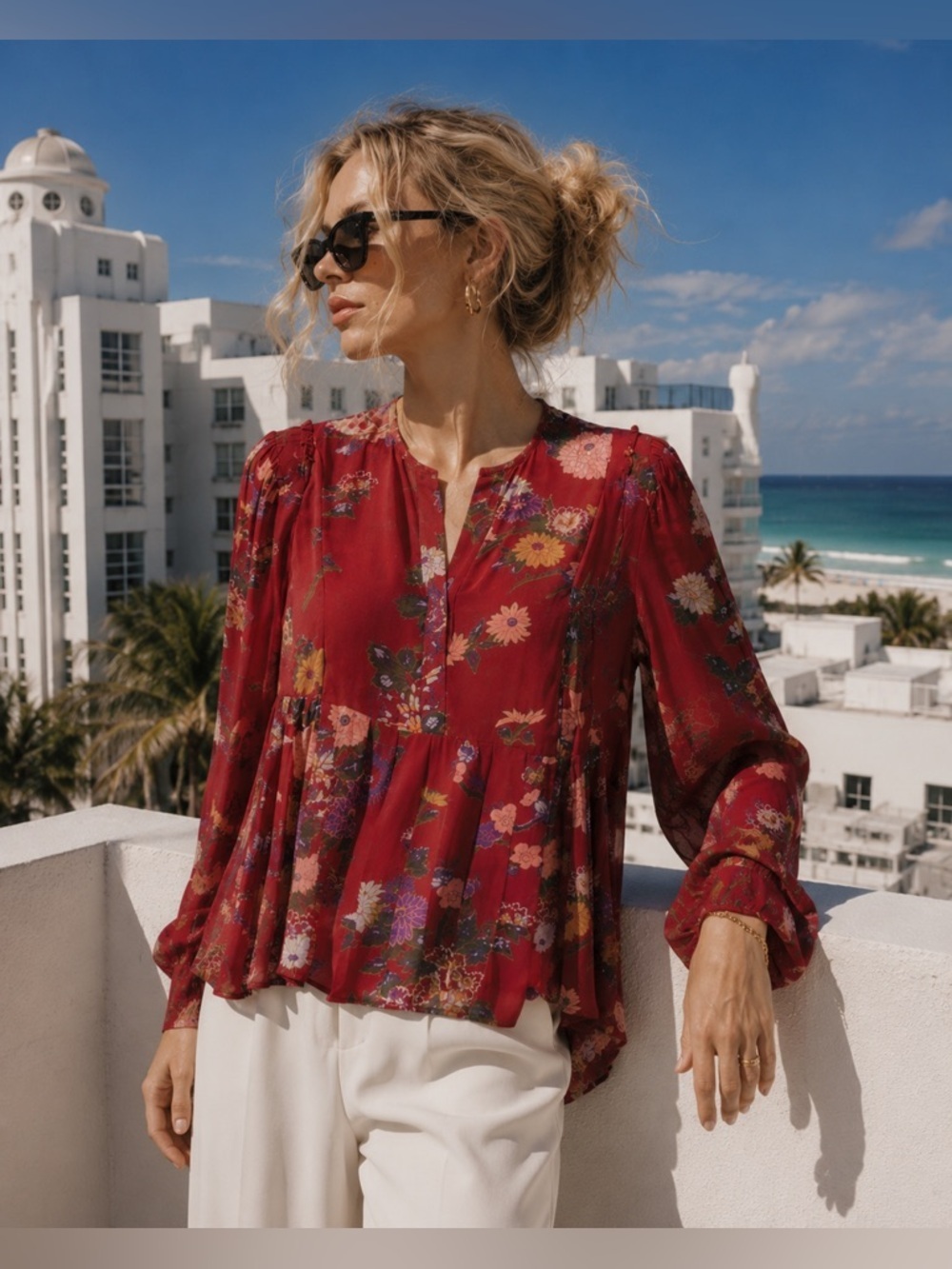 Isabel marant ivia floral print silk top size 36